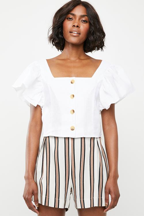 Front button blouse - white