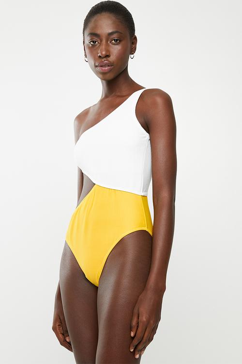 Asymmetrical one piece - yellow