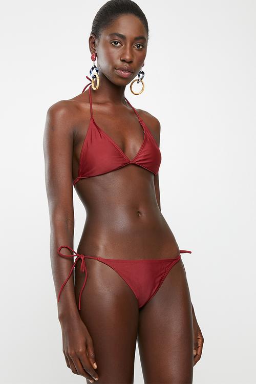 Side tie bikini set - burgundy