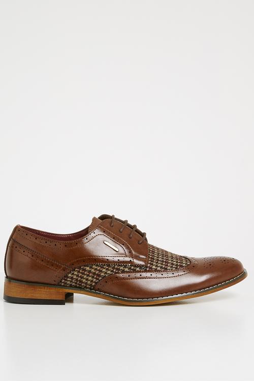 Theo oxford check brogue shoe - brown