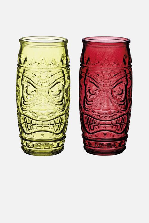 Tiki glass gift set - 2 pack - green & red