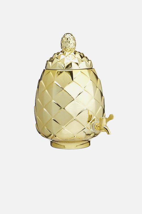 6 Litres glass pineapple drinks dispenser - gold