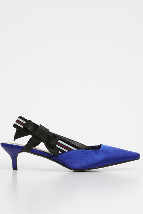Bow detail slingback heels - blue