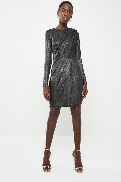 Draped mini dress - black