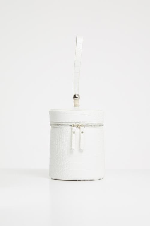 Single handle croc bucket bag - white