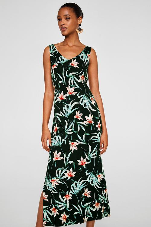 Printed bow dress - black