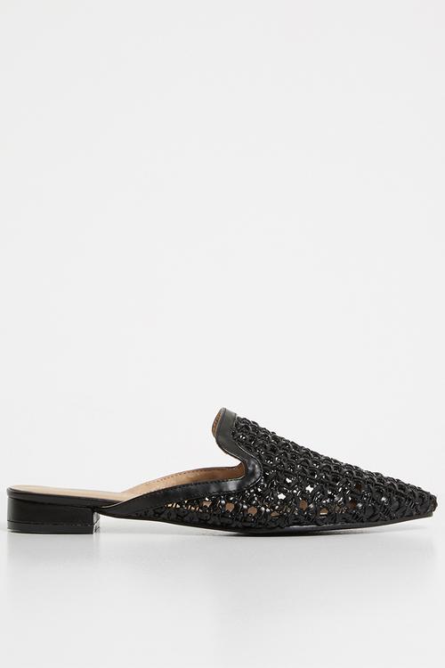 Woven push-in mule - black