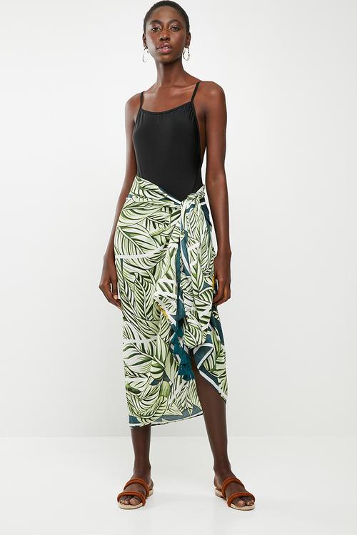 Leaf print sarong - green