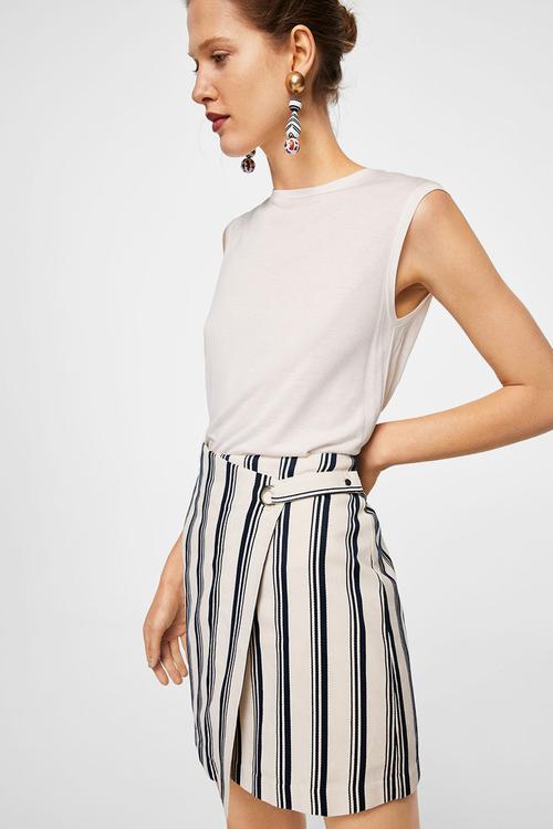Striped wrap skirt navy & white