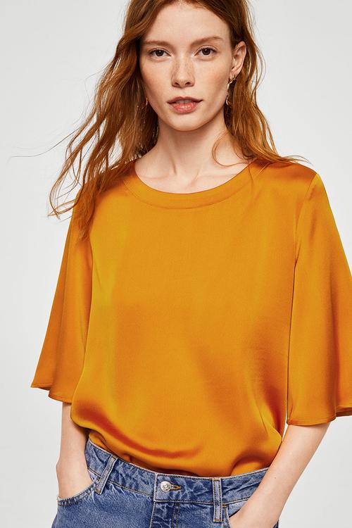 Contrasting design T-shirt - orange