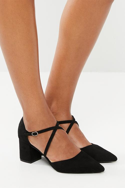 Cf rampage cross strap block heel - black