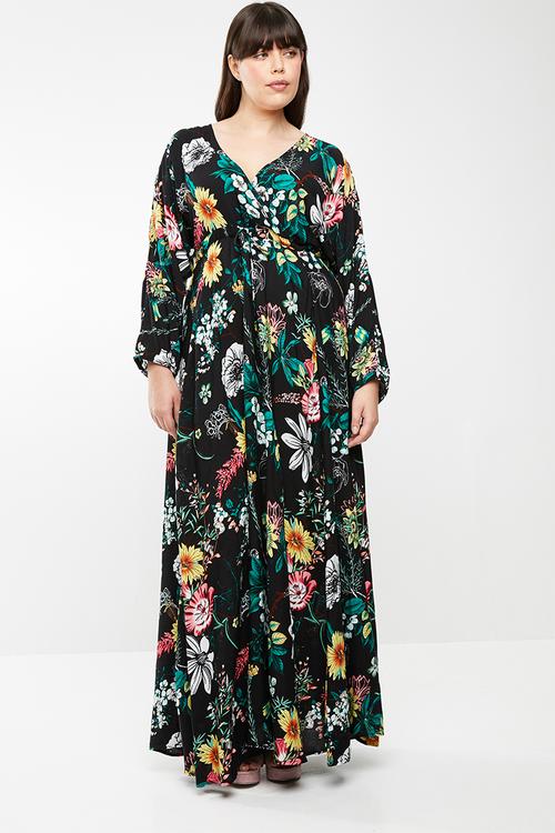 Eleonora draw front maxi dress - multi