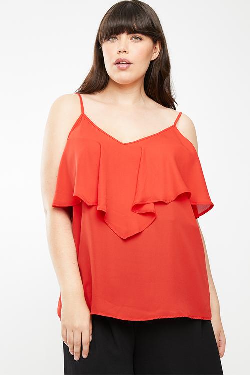 Frill cami - red