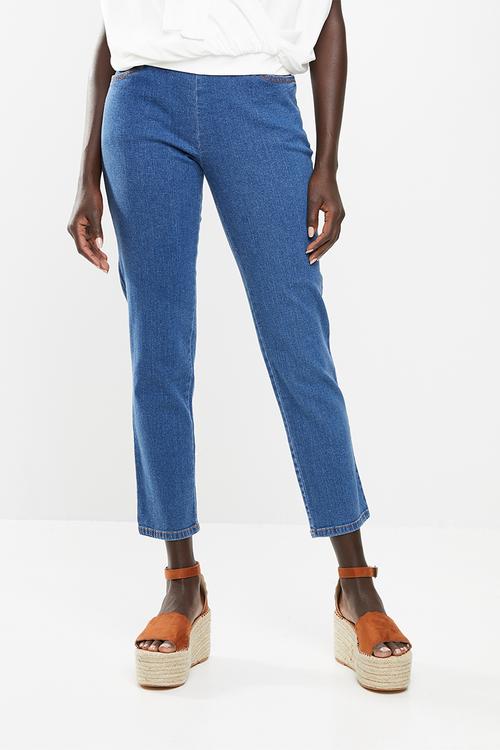 Slim leg pull-on jeans - blue