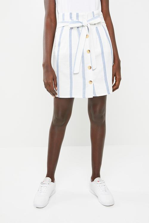 Paperbag mini skirt - blue & white