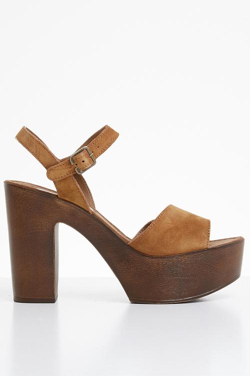 Lulla platform suede heel -tan