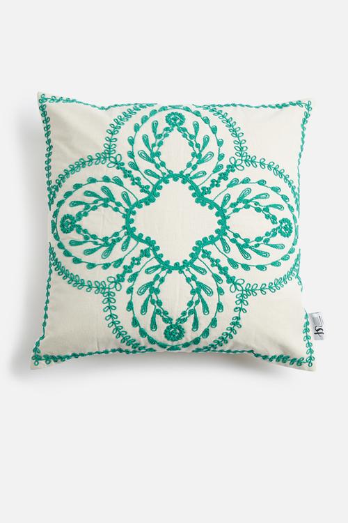 Juniper cushion cover - teal & white