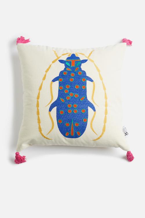 Beetlejuice cushion cover - purple, pink & natural