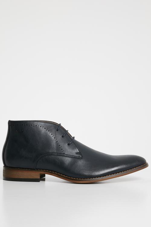 Jarred Pin punch leather boot - navy