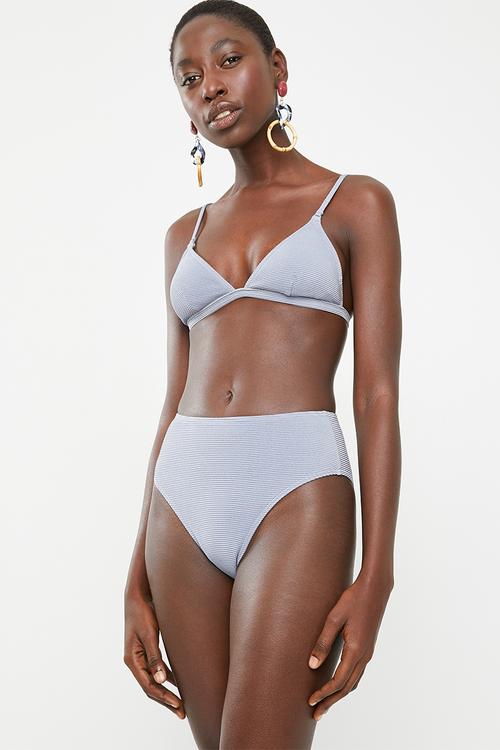 Sandy stripe retro bikini bottom - blue