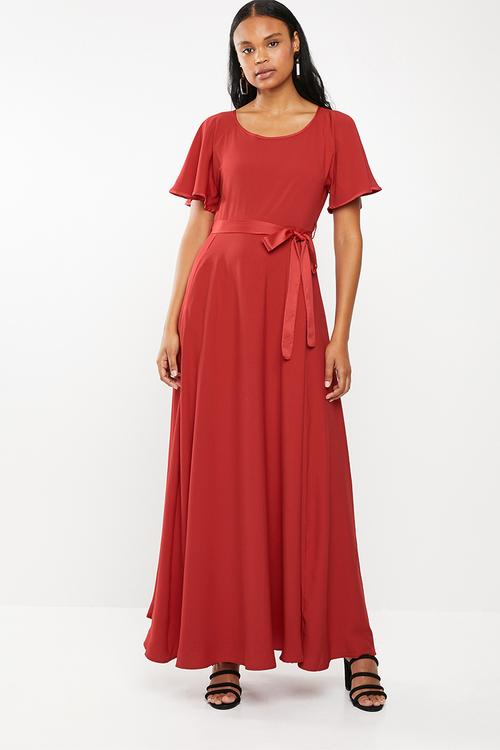 Thulisile satin-like floral maxi dress - red