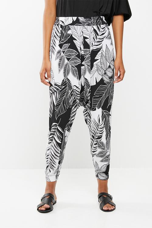 Leaf print harem trouser - multi
