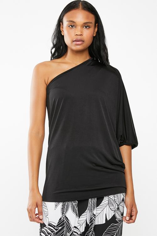 One shoulder top - black 