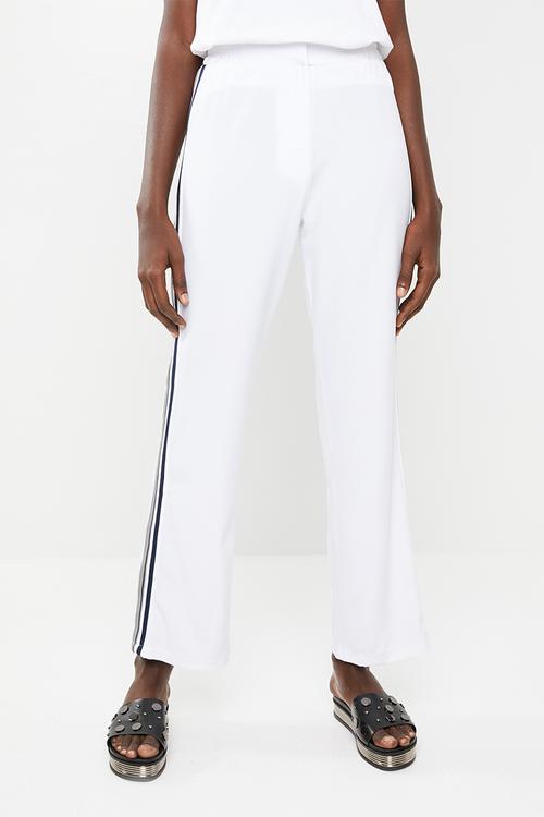 Racing stripe smart pants - white