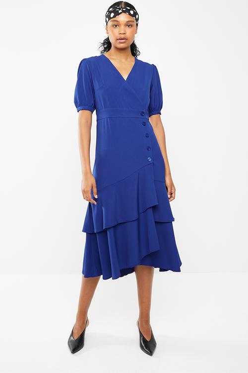 Frill detail dress - blue