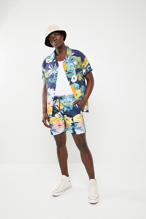 Hibiscus bowler shirt - multi