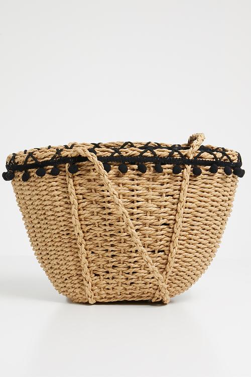 Pom-pom mini shoulder bag - neutral