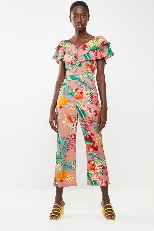 Bardot jumpsuit - Pink floral
