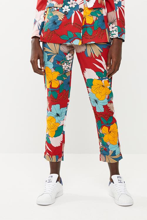 Structured paperbag pants - red