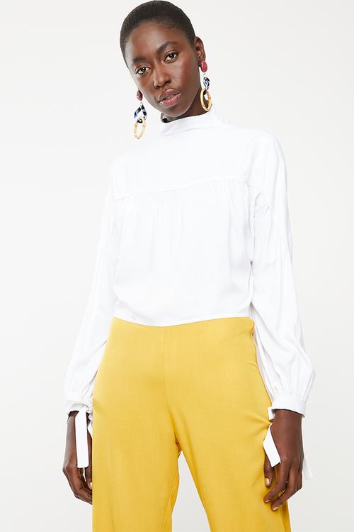 Letta bishop sleeve blouse - white