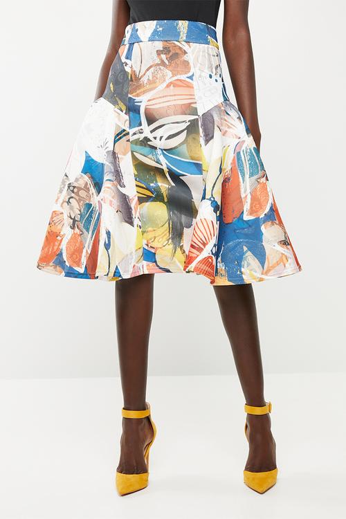 Pata pata skirt - blue, orange & white