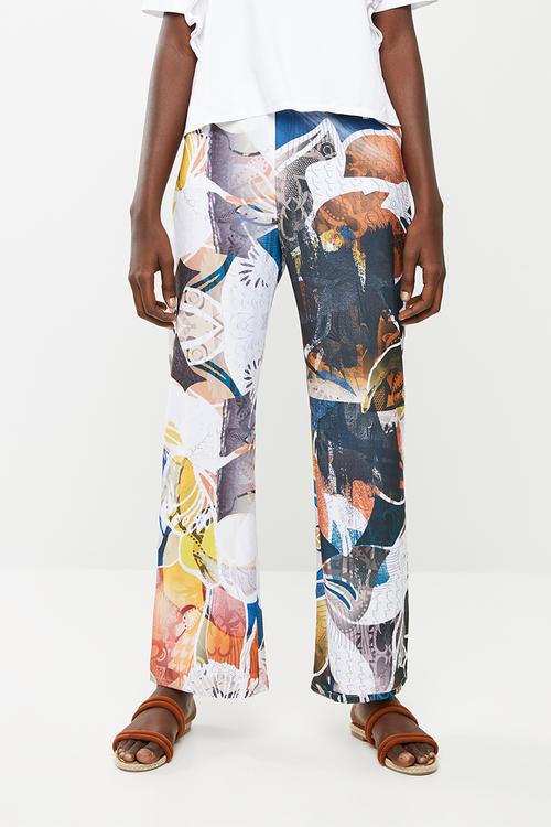 Mmeli palazzo pants - blue, orange & white
