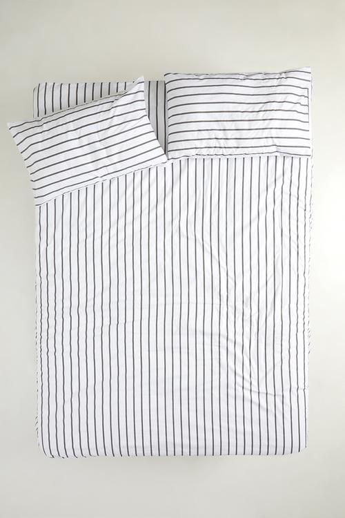 Azure stripe printed duvet set - grey
