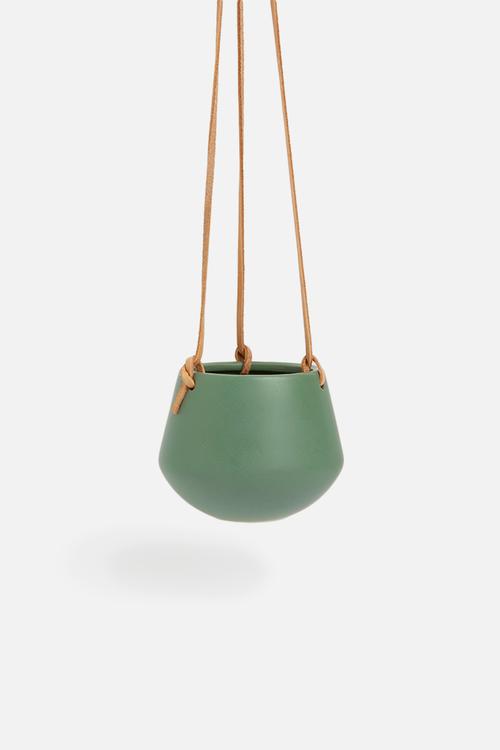 Skittle hanging pot ceramic small - matte jungle green