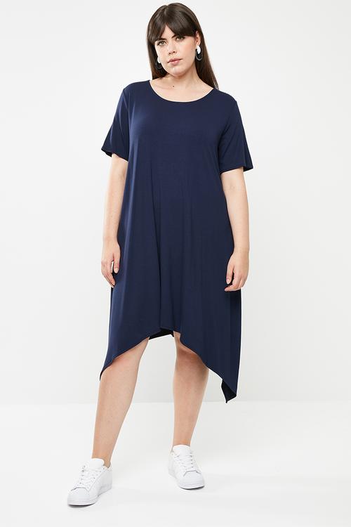 Hanky hem dress - navy