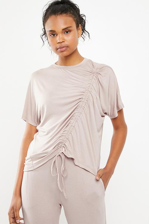 T-shirt with gather detail - neutral