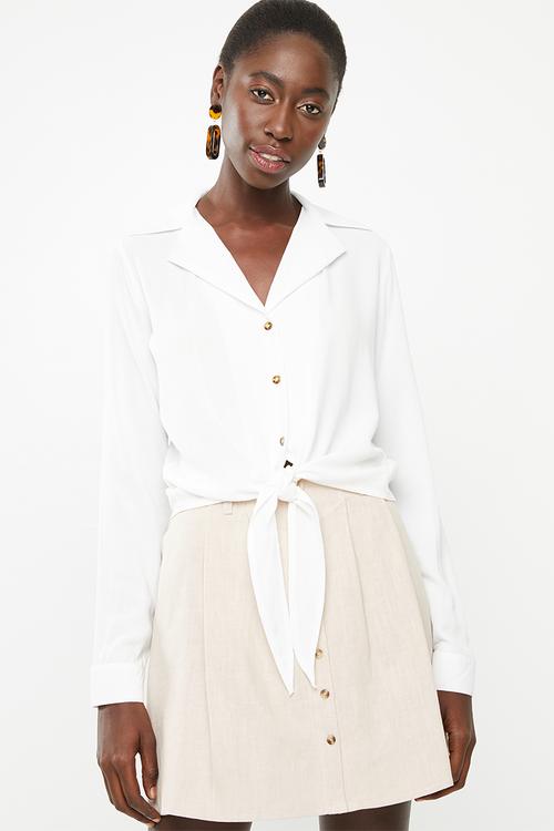 Tie front shirt - white