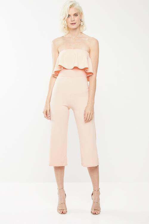 Double layer culotte jumpsuit - peach