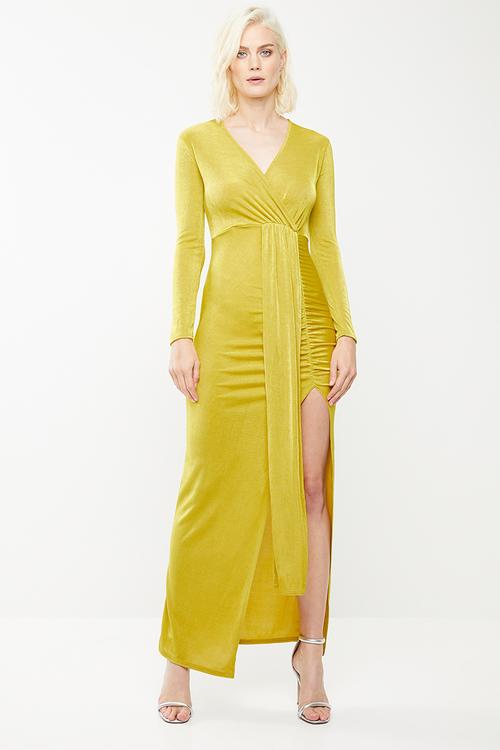 Slinky cut out maxi dress - yellow