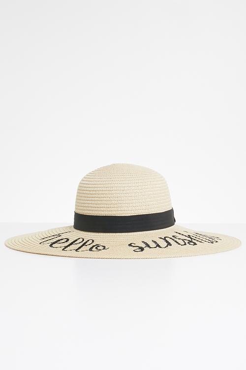 Hello sunshine wide brim sunhat - cream