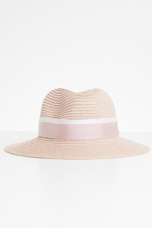 Fedora with 2-tone ribbon trim - pink