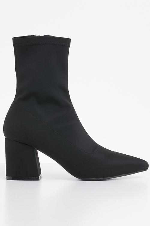 Mid heel sock boot - black