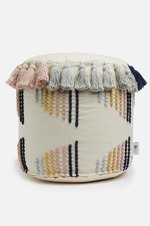 Faye ottoman - pink & mustard