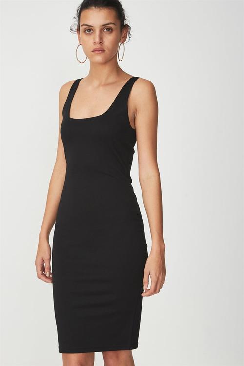 Kimi scooped bodycon midi dress - black