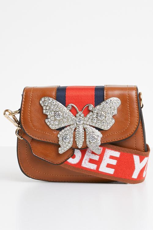 Stripe handle slingbag - tan