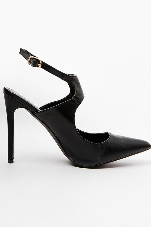 Arch cut-out pointy heels - black